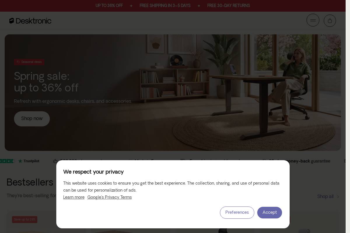 Desktronic homepage screenshot