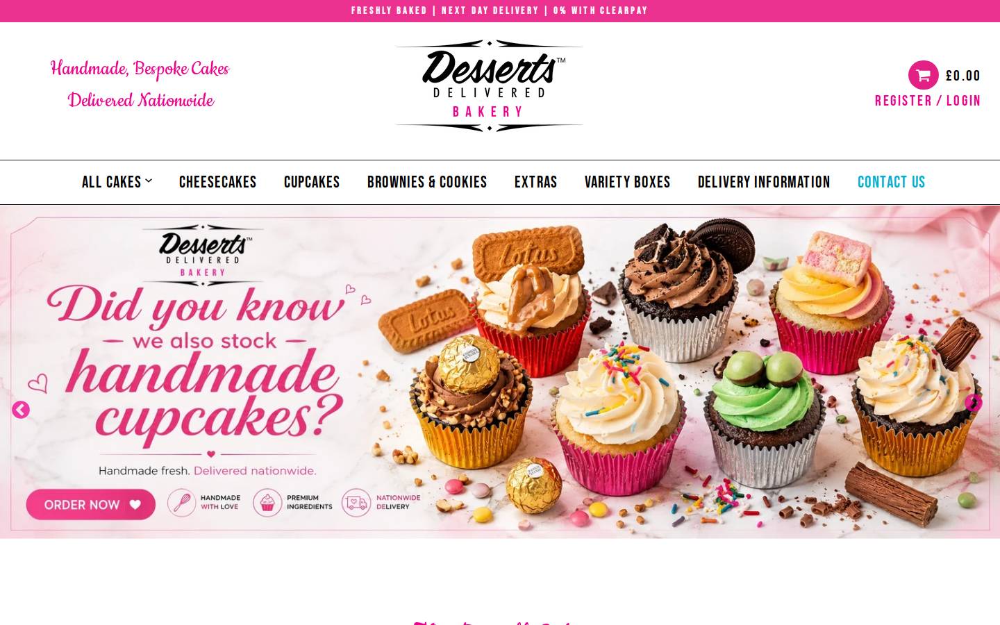 Desserts Delivered Bakery homepage screenshot
