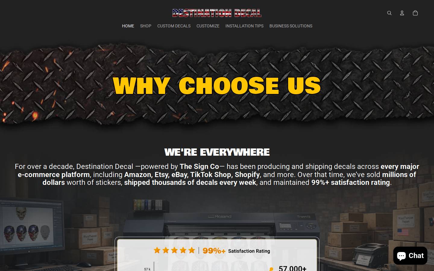destinationdecal.com homepage screenshot