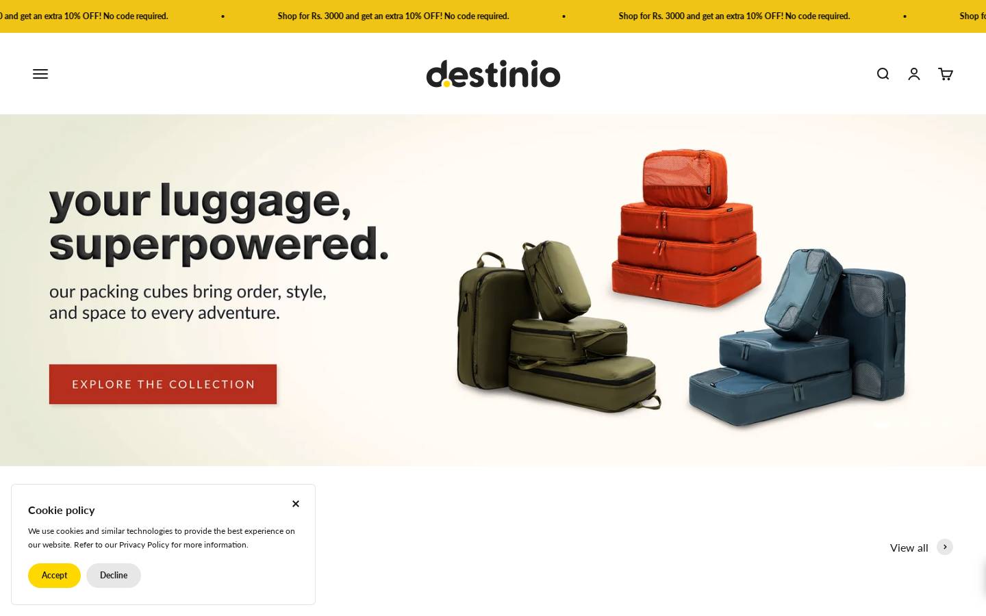 destinio.in homepage screenshot