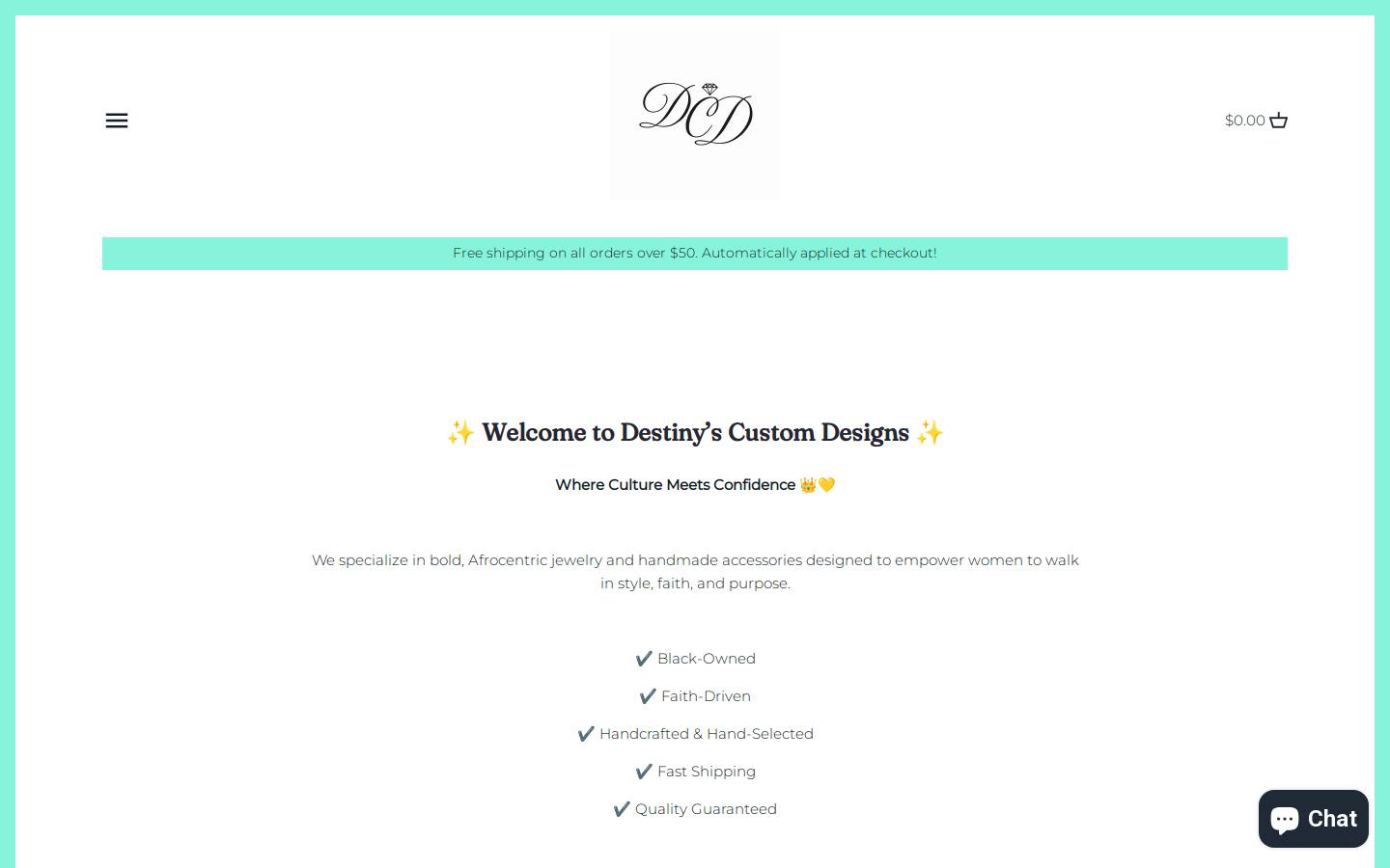 destinyscustomdesigns.com homepage screenshot