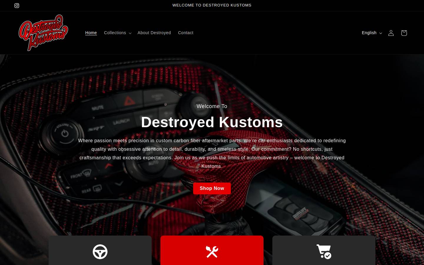destroyedkustoms.net homepage screenshot