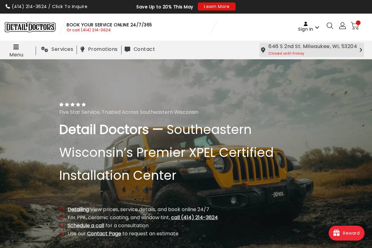 Detail Doctors homepage screenshot