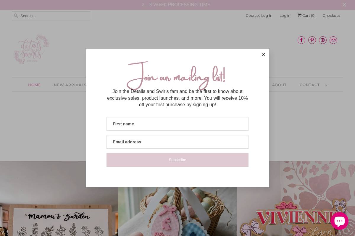 detailsandswirls.com homepage screenshot