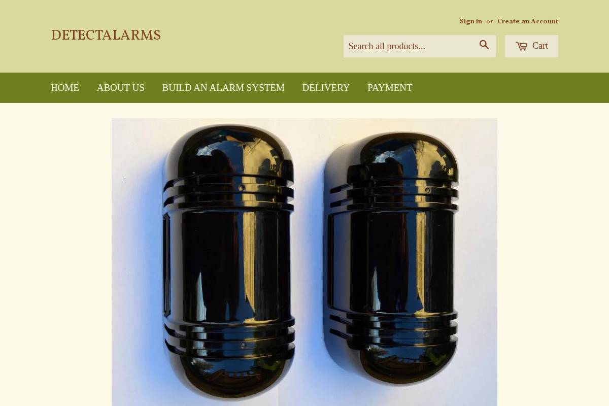 Detectalarms homepage screenshot