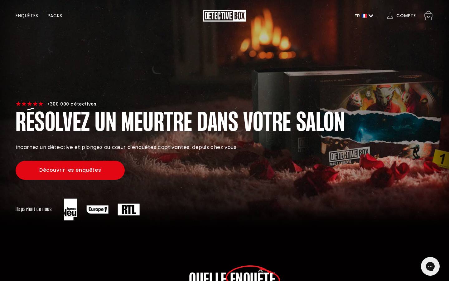 Detective Box homepage screenshot