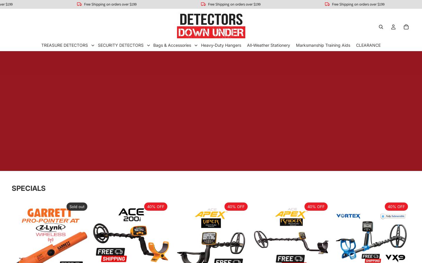 detectorsdownunder.com.au homepage screenshot