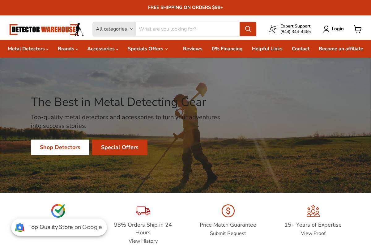 detectorwarehouse.com homepage screenshot