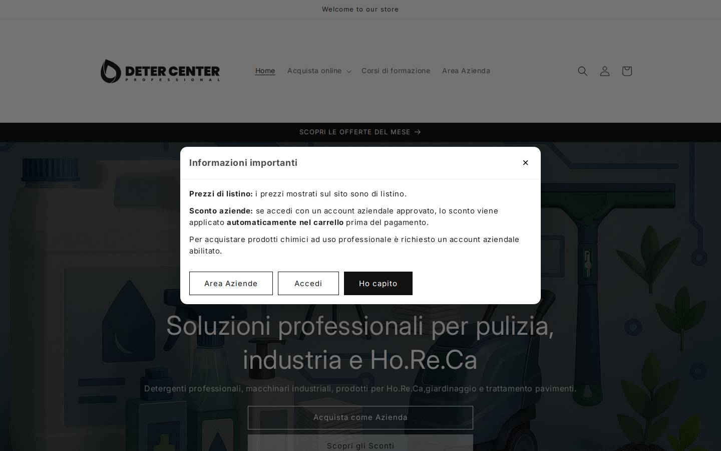 detercenterprofessional.it homepage screenshot