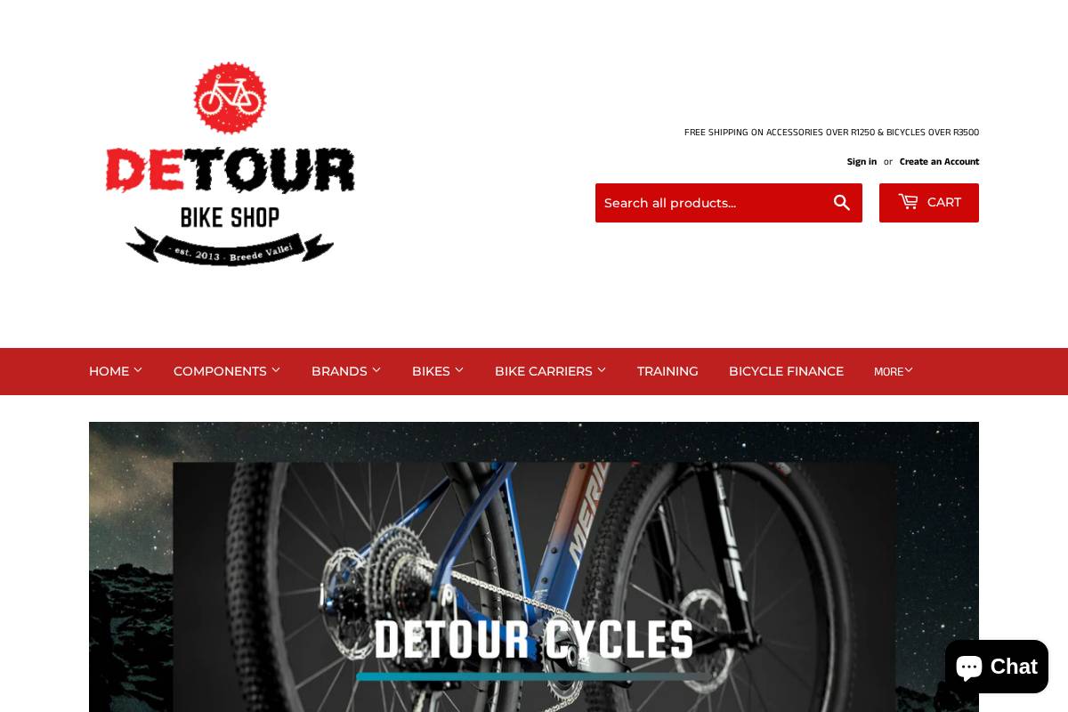 detourcycles.co.za homepage screenshot