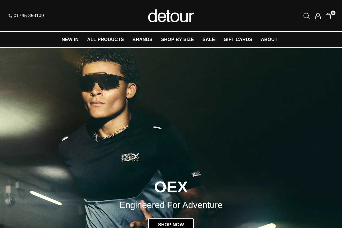 Detour Menswear homepage screenshot