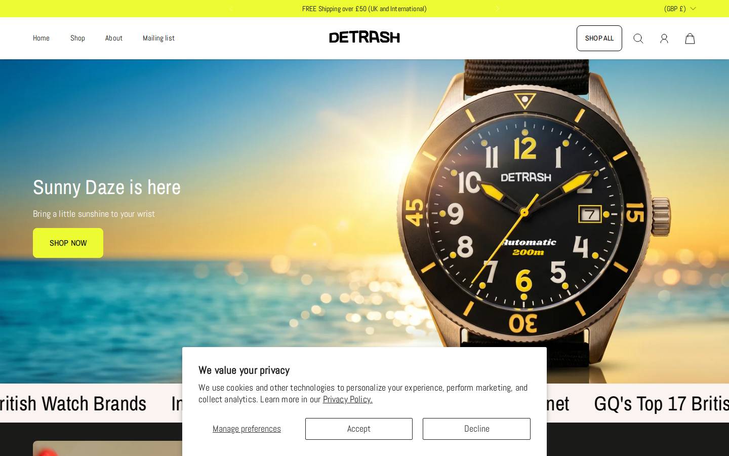Detrash homepage screenshot