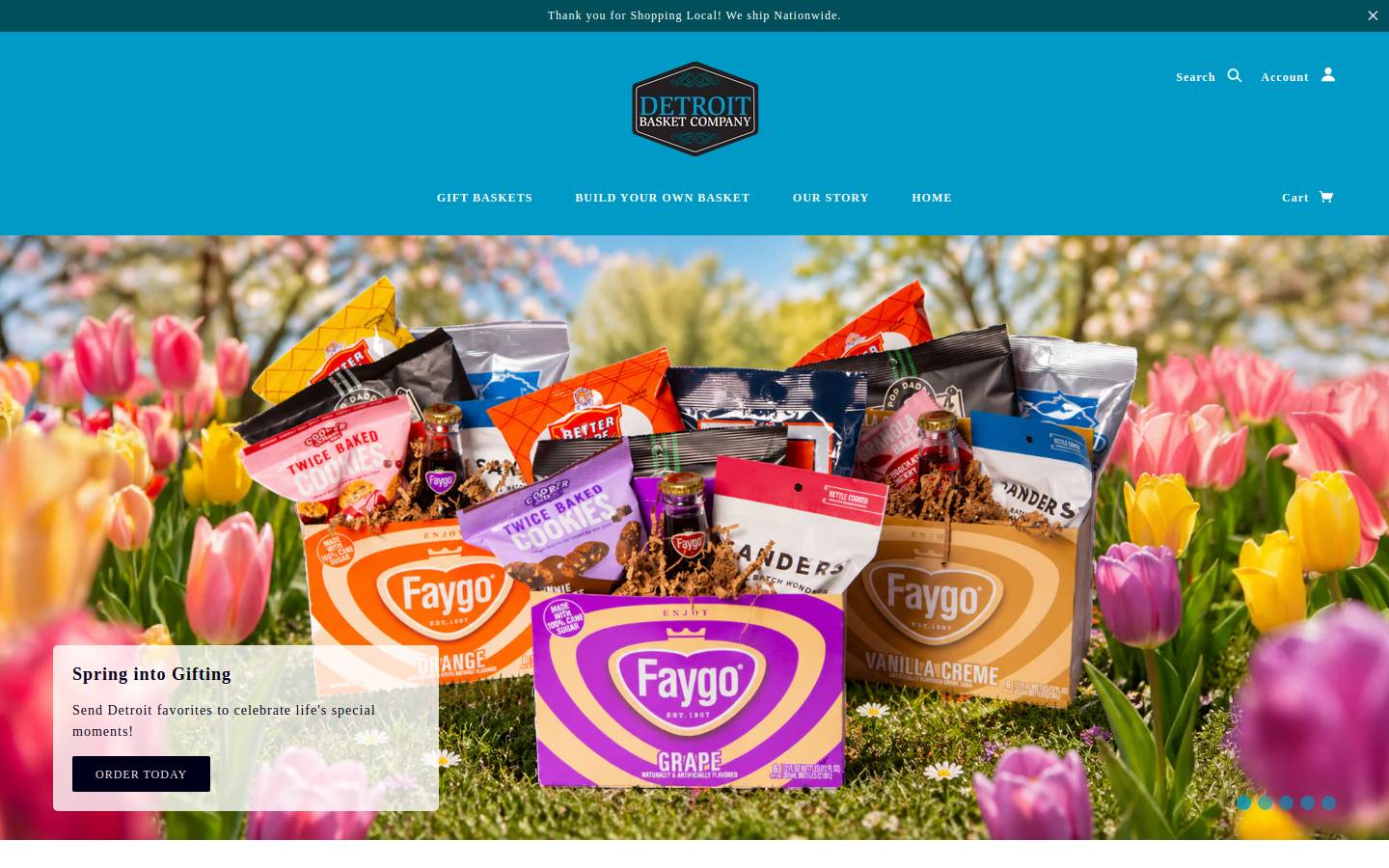detroitgiftbaskets.com homepage screenshot