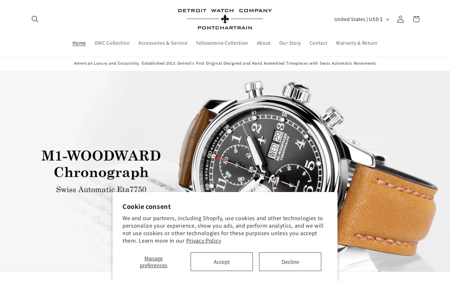 detroitwatchco.com homepage screenshot