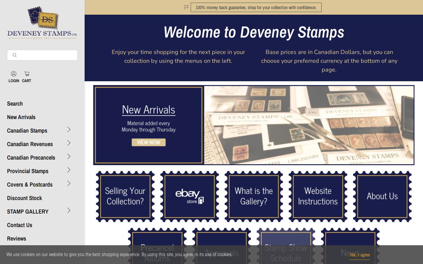 deveneystamps.com homepage screenshot