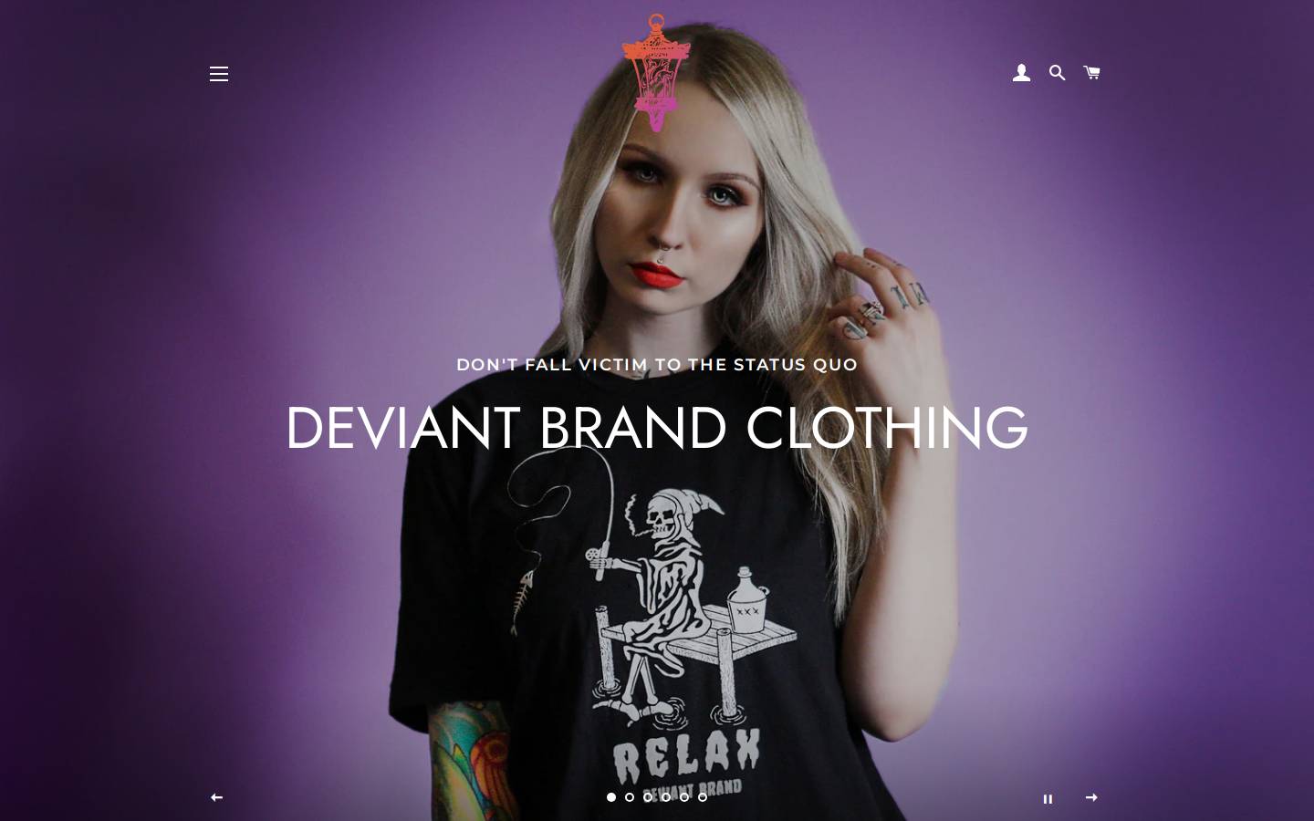 deviantclothingofficial.com homepage screenshot