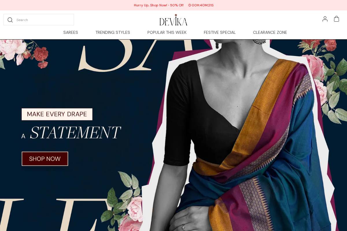 devikatextiles.com homepage screenshot