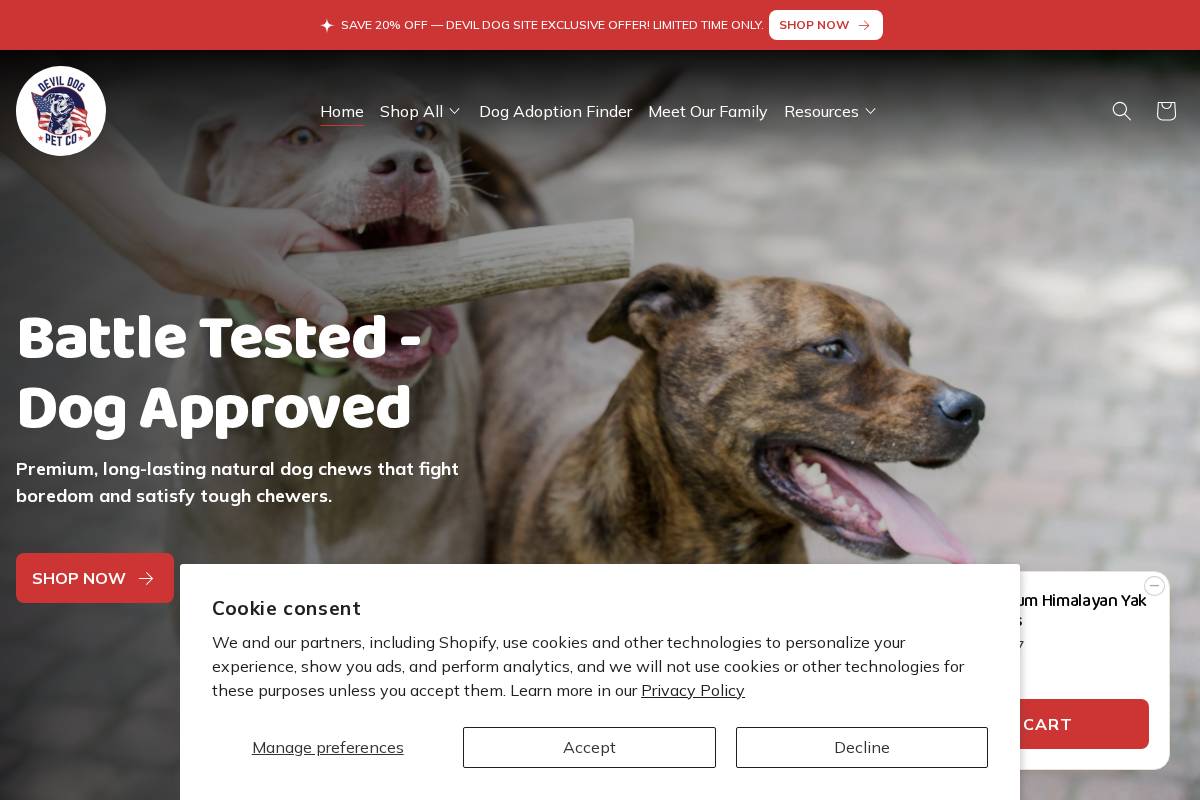 devildogpetco.com homepage screenshot