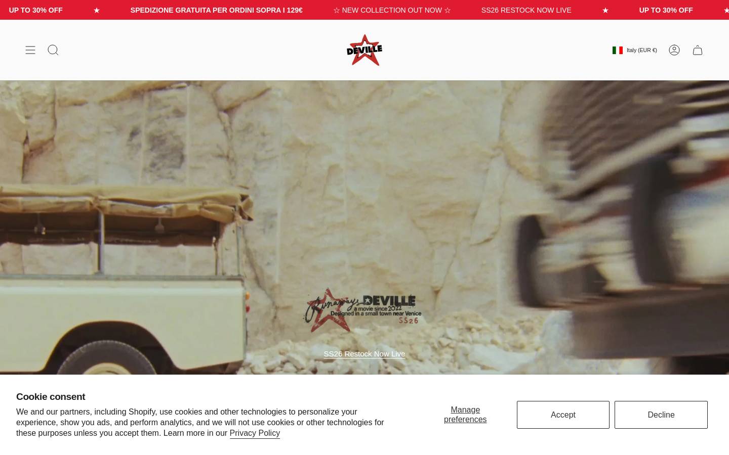 Deville homepage screenshot