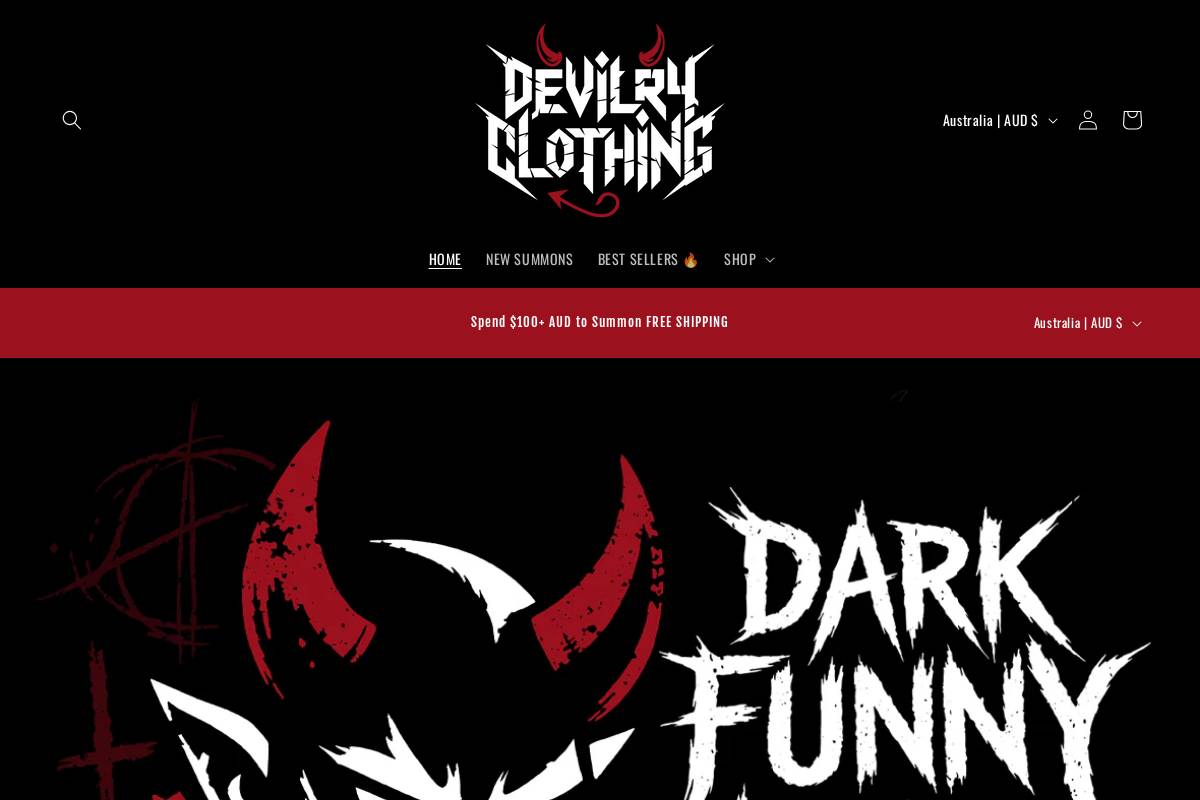 devilryclothing.com homepage screenshot