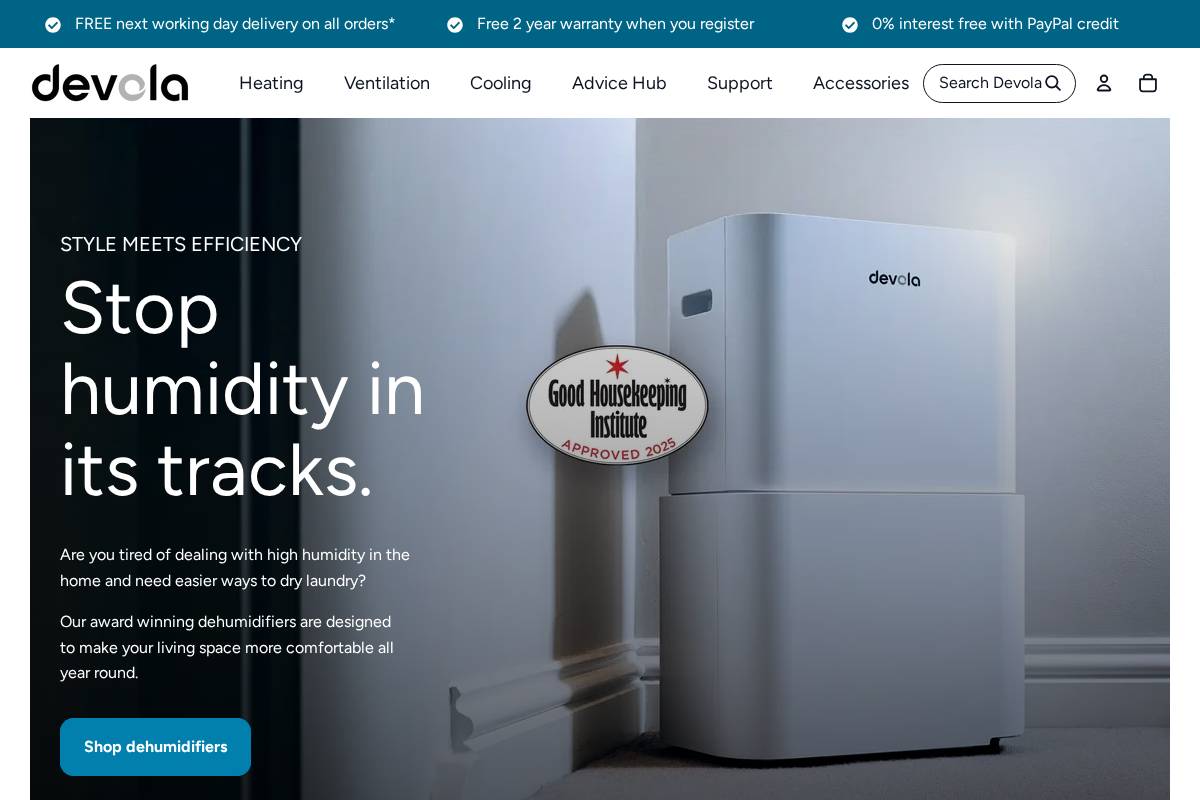 Devola homepage screenshot