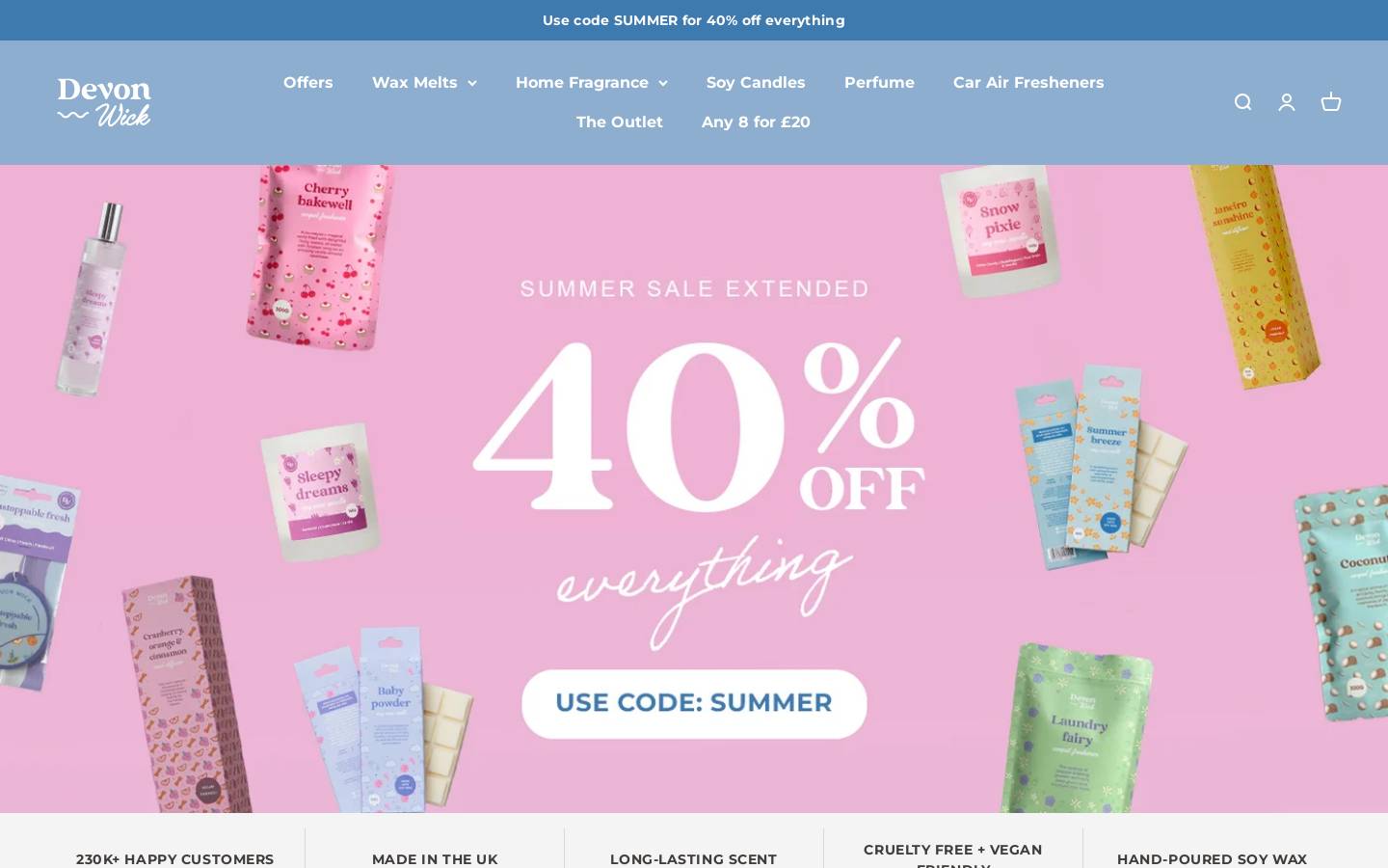 Devon Wick Candle Co. Ltd homepage screenshot