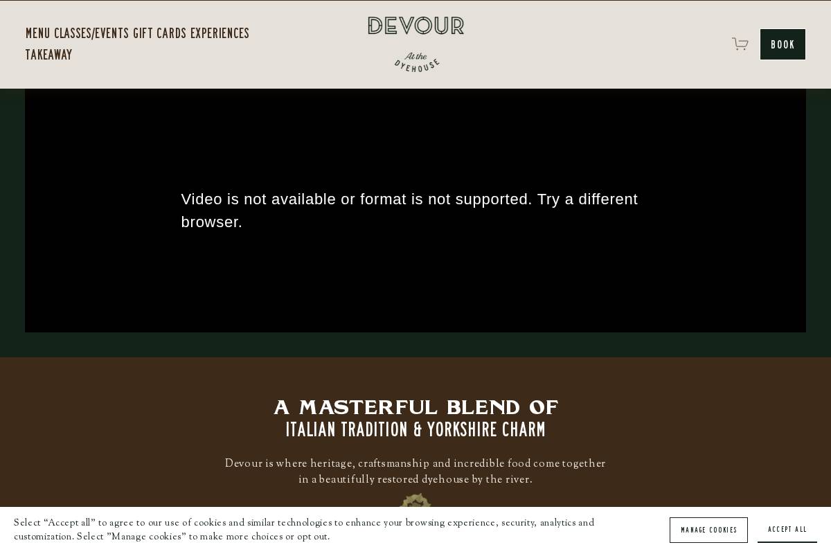 Devour homepage screenshot