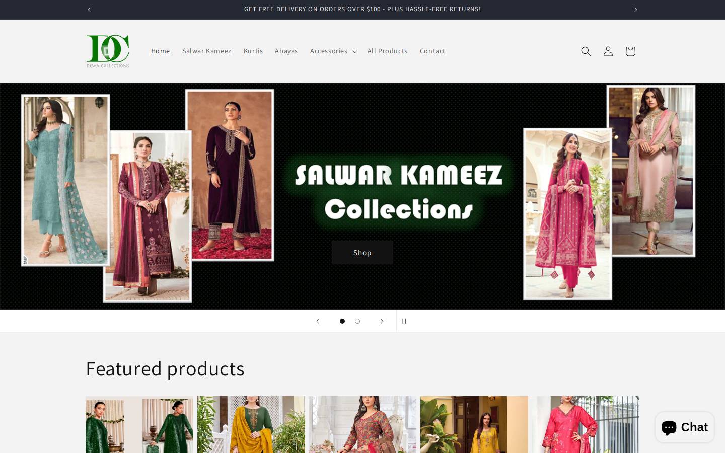 dewa-collections.store homepage screenshot