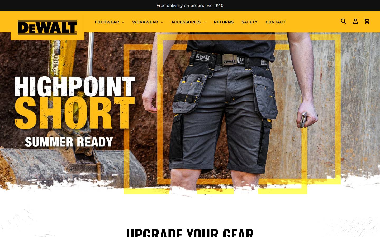 DEWALT Workwear UK homepage screenshot