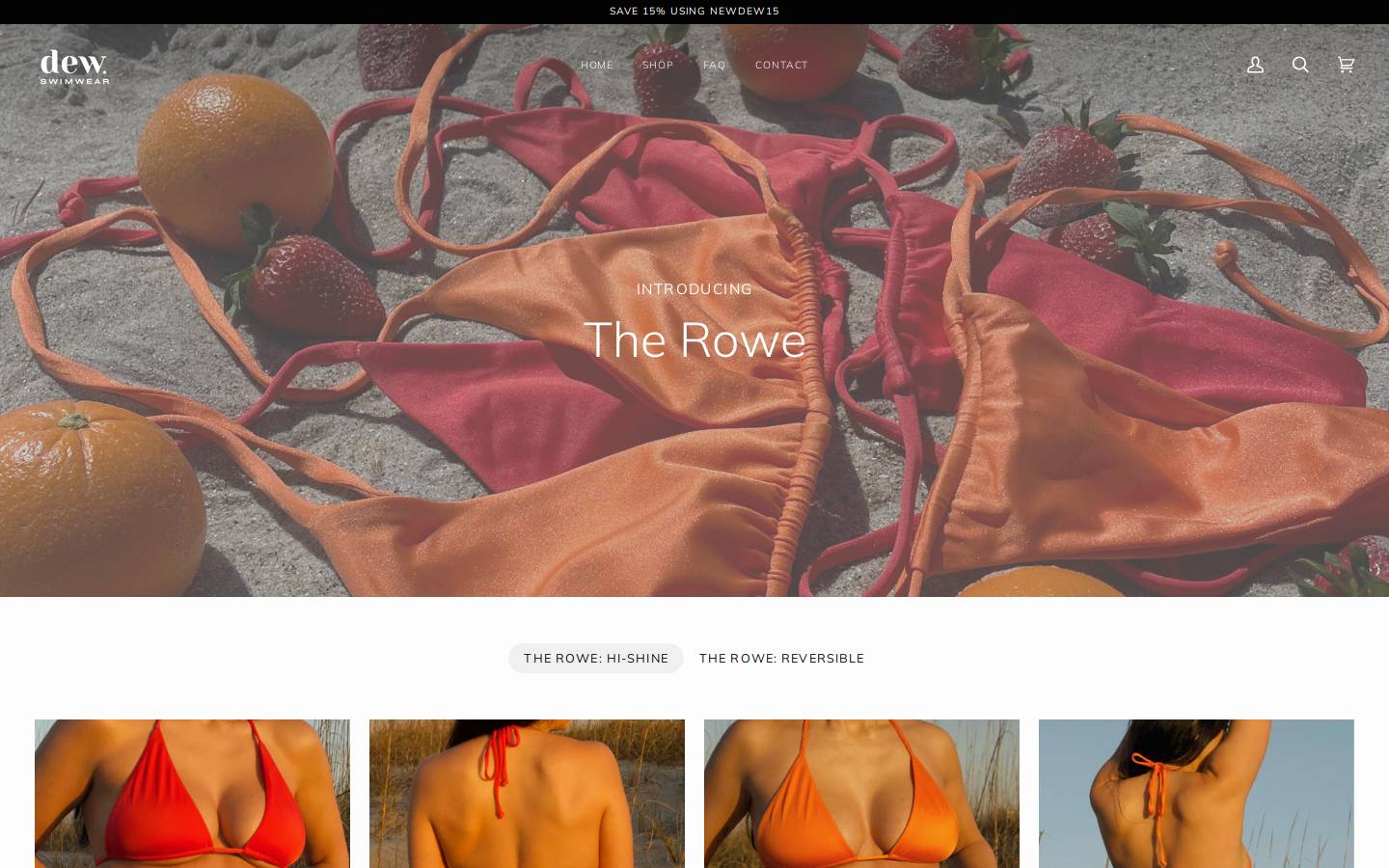 dewswimwear.com homepage screenshot