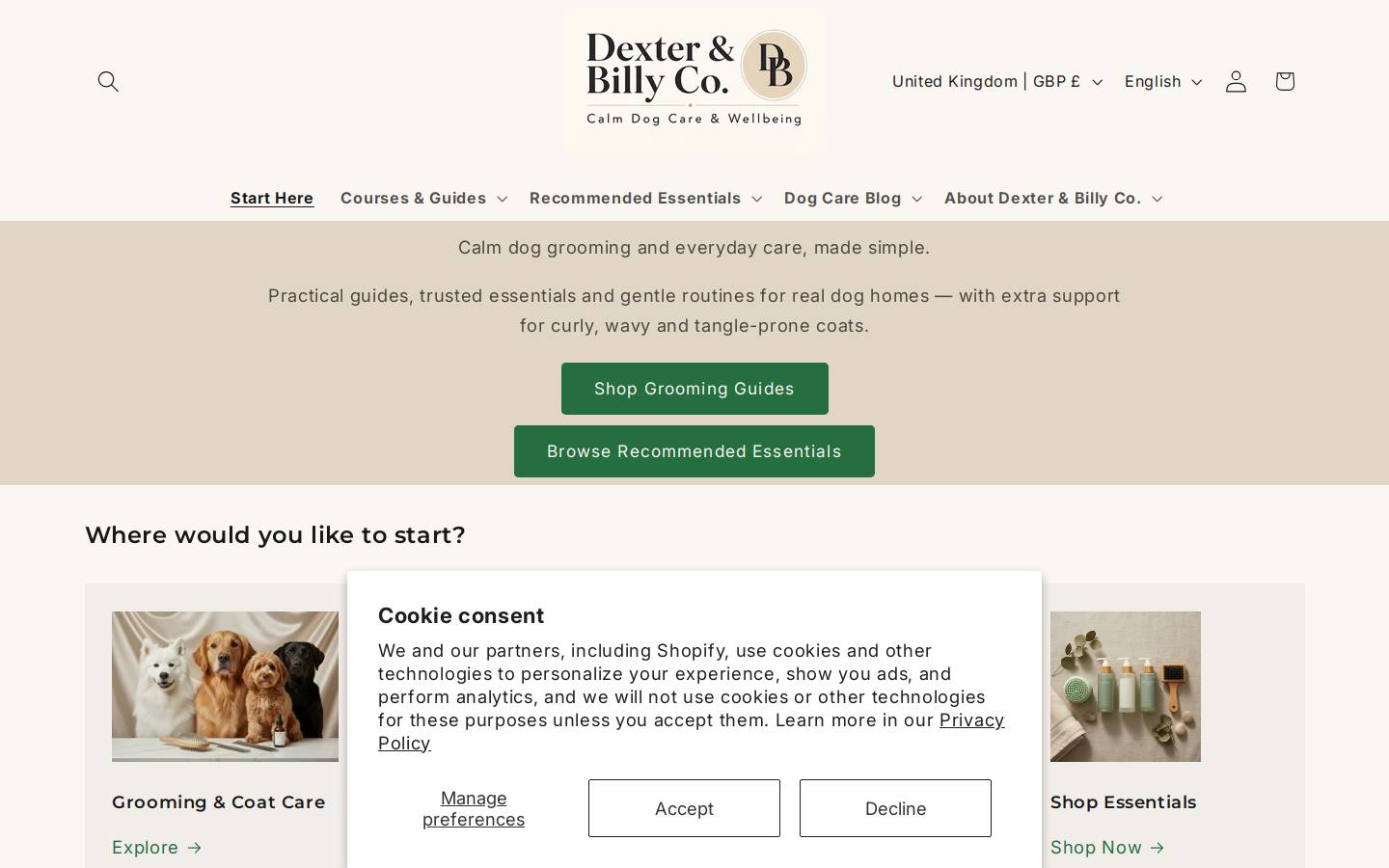 dexterandbillyco.com homepage screenshot