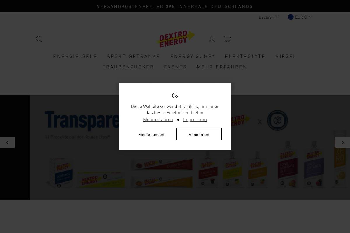 dextro-energy.com homepage screenshot
