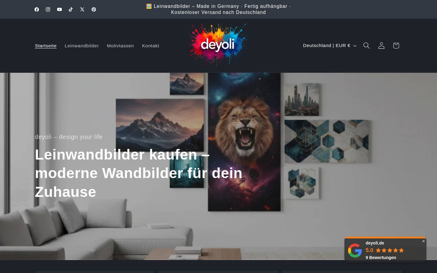 deyoli - design your life homepage screenshot