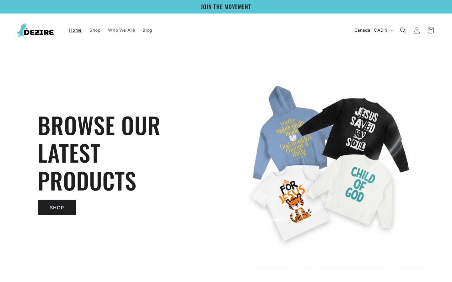 Dezire homepage screenshot