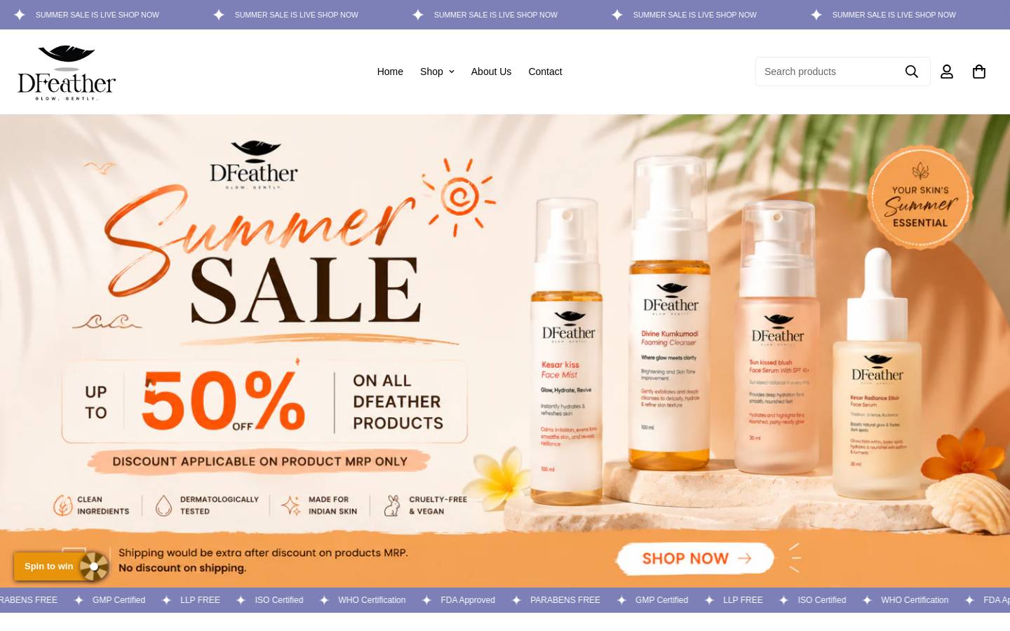 dfeathers.com homepage screenshot