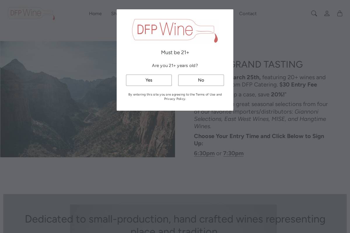 dfpwineroom.com homepage screenshot