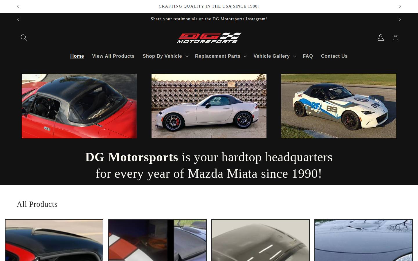 dgmotorsports.com homepage screenshot