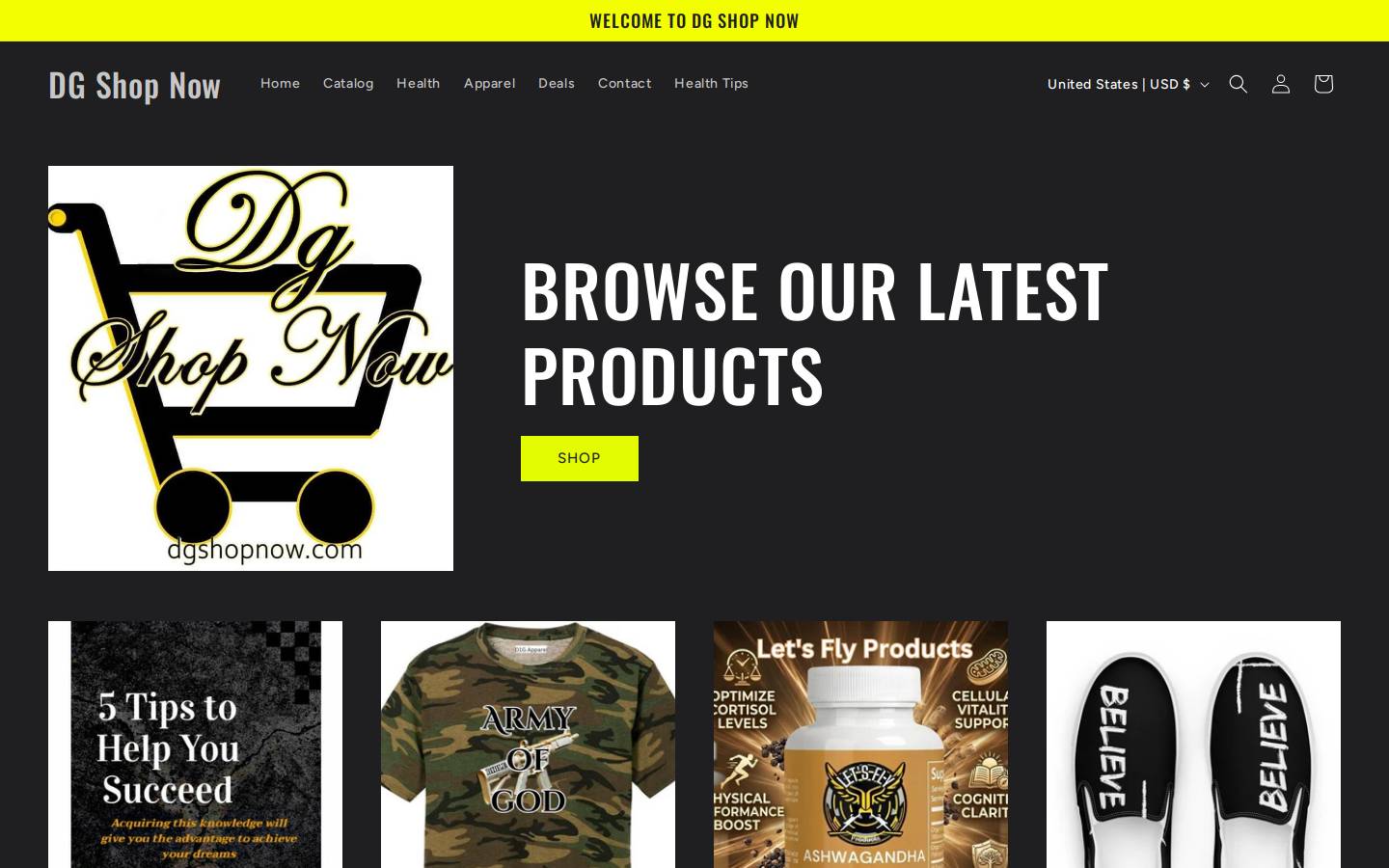 dgshopnow.com homepage screenshot