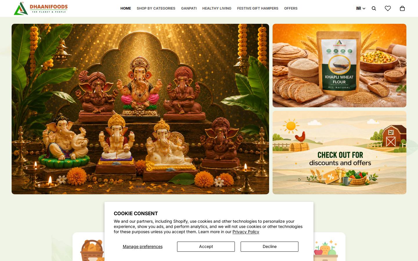 dhaanifoods.com homepage screenshot