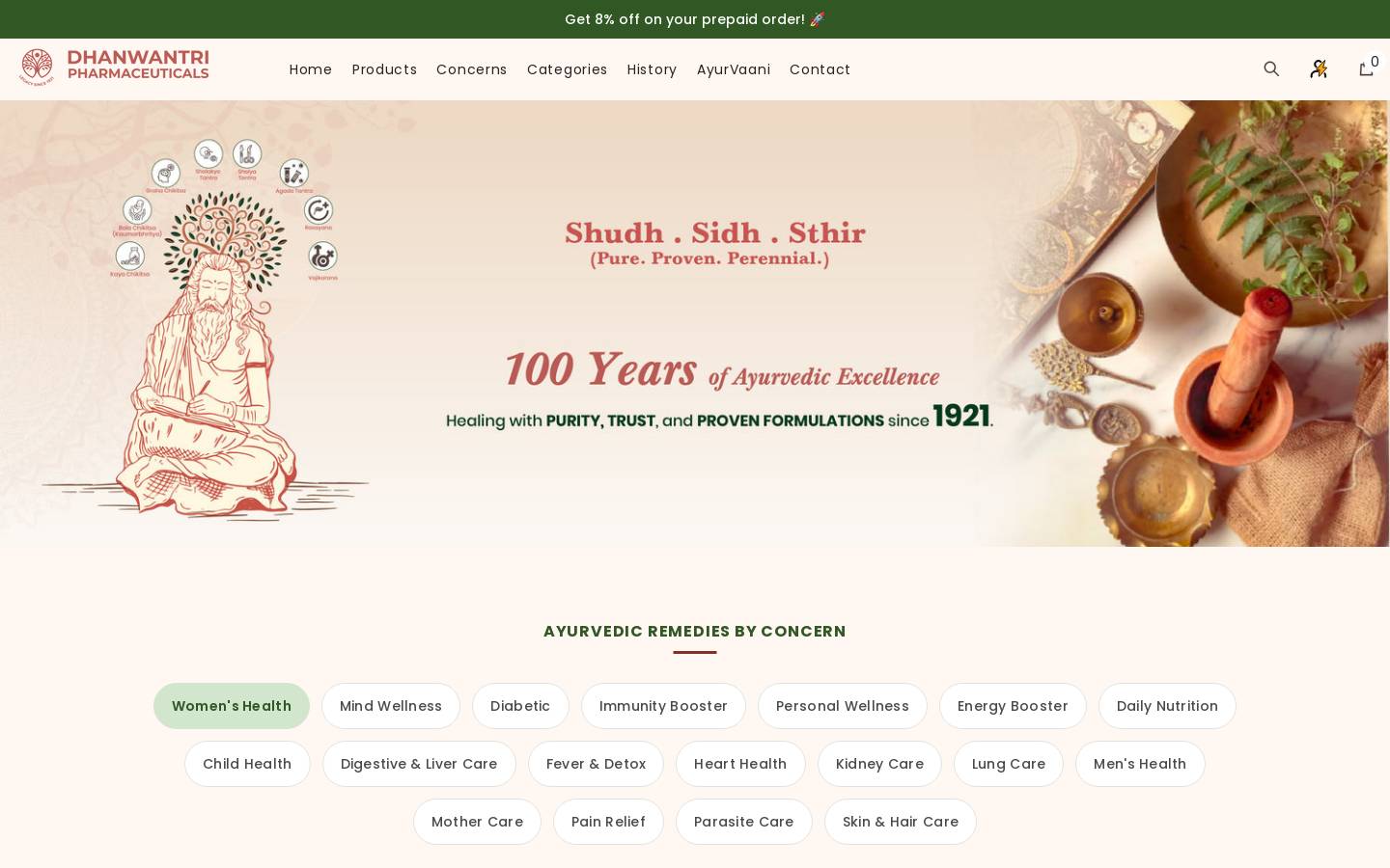 dhanwantripharmaceutical.com homepage screenshot