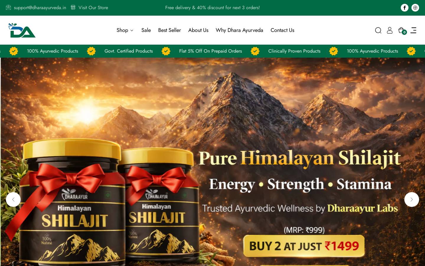 dharaayurveda.in homepage screenshot