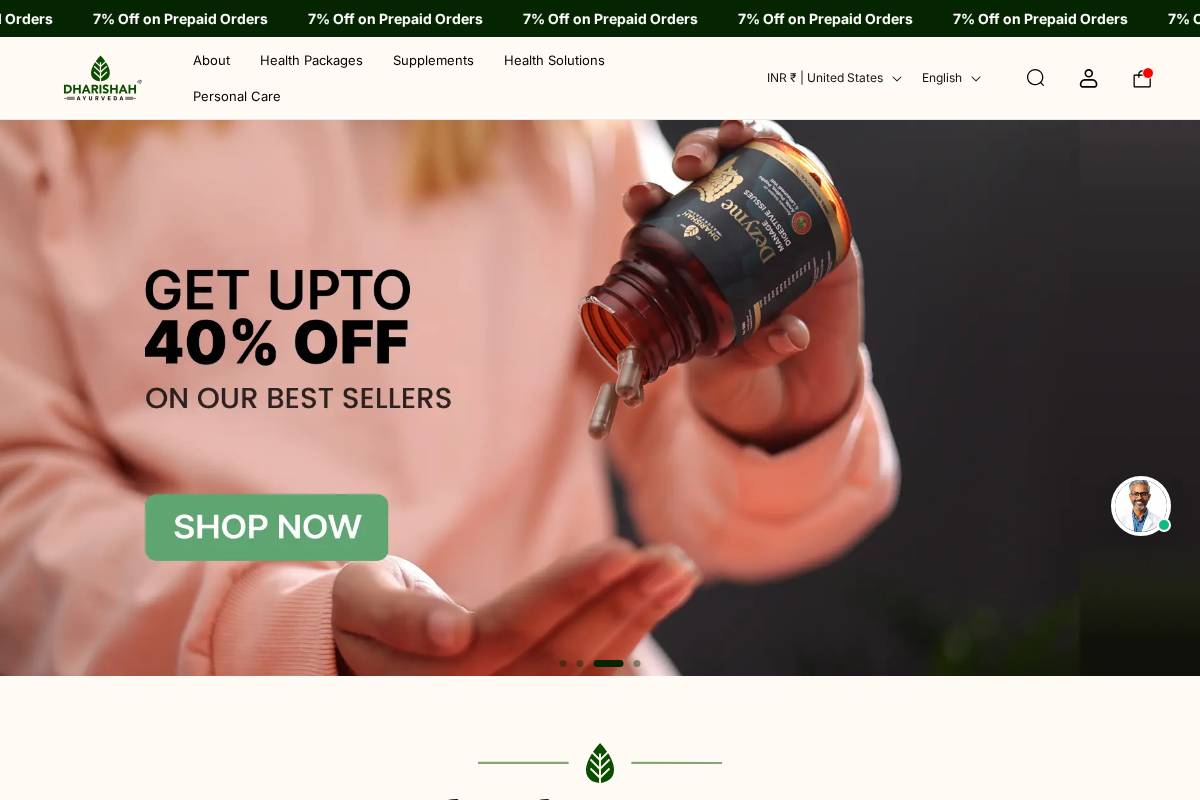 dharishahayurveda.com homepage screenshot