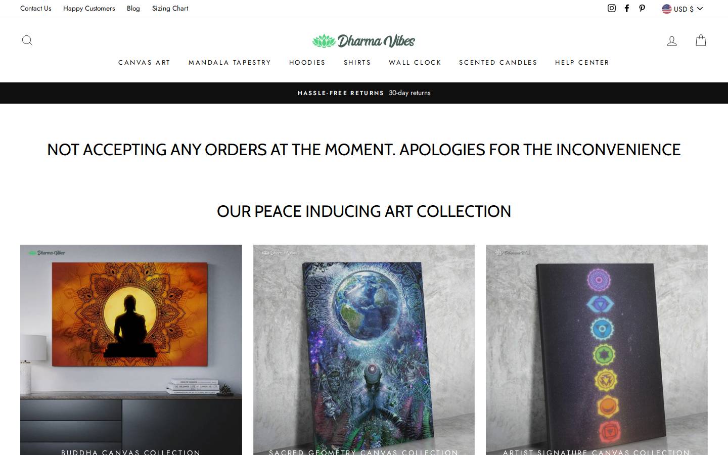 Dharma Vibes homepage screenshot