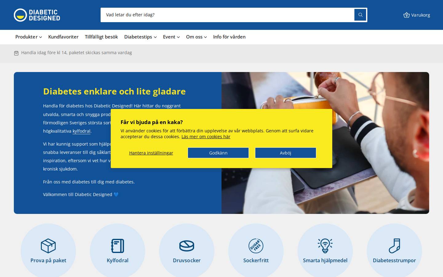 diabeticdesigned.se homepage screenshot
