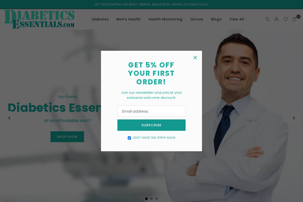 Diabeticsessentials homepage screenshot