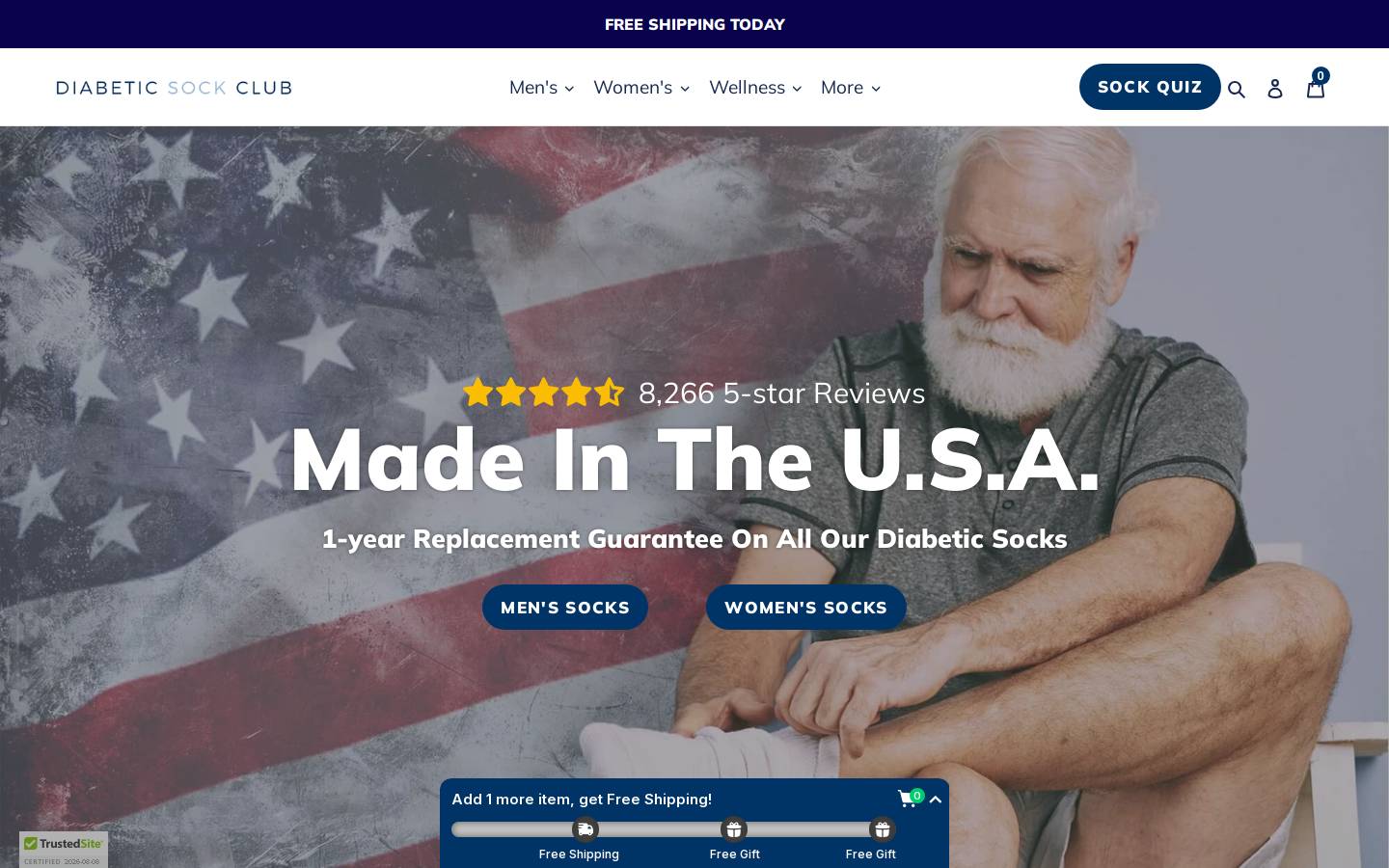 diabeticsockclub.com homepage screenshot