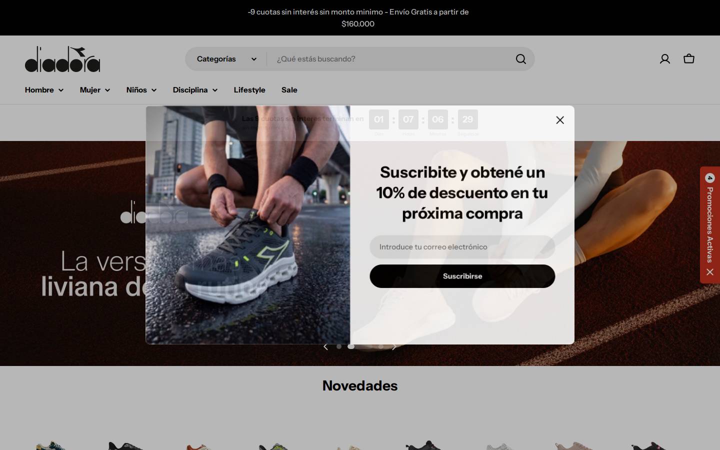 diadoraargentina.com homepage screenshot