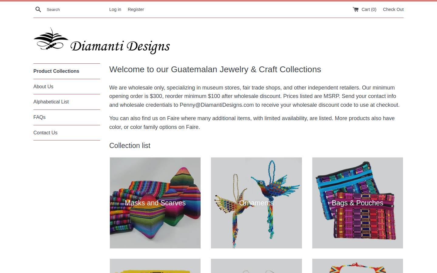 diamantidesigns.com homepage screenshot