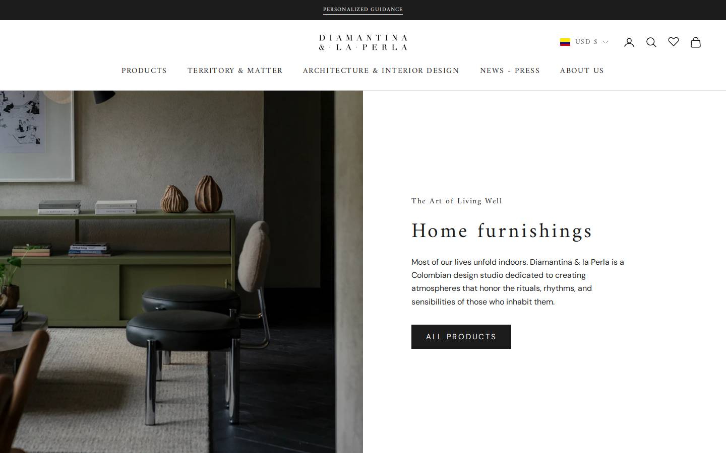 diamantinaylaperla.com homepage screenshot