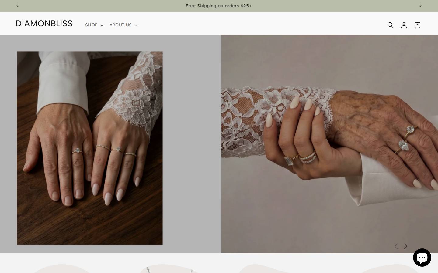 Diamonbliss homepage screenshot